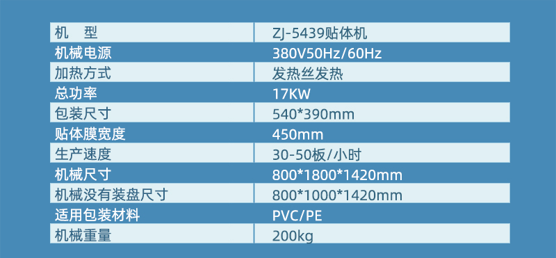 高速贴体包装机参数